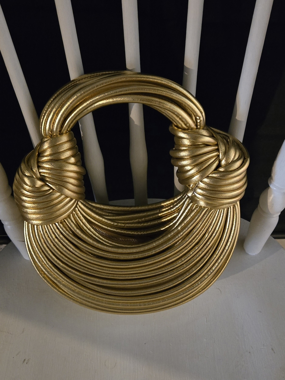 Gold Knot-Detail Wristlet Faux Leather Clutch - Picture 2 of 3